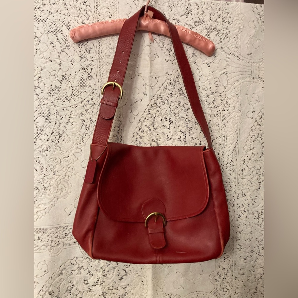 COACH Red Leather Messenger Bag